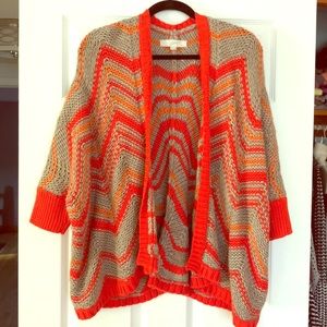 Loft Cardigan in Orange and Tan